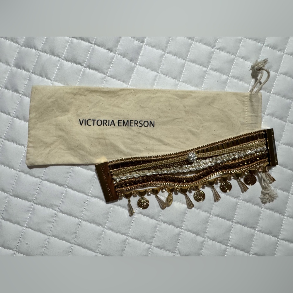 Victoria Emerson Gold and Tan Beaded Bracelet